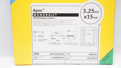 Boston Scientific H7493895915320 Apex PTCA Dilatation Cath. 3.25mm x 15mm (x)